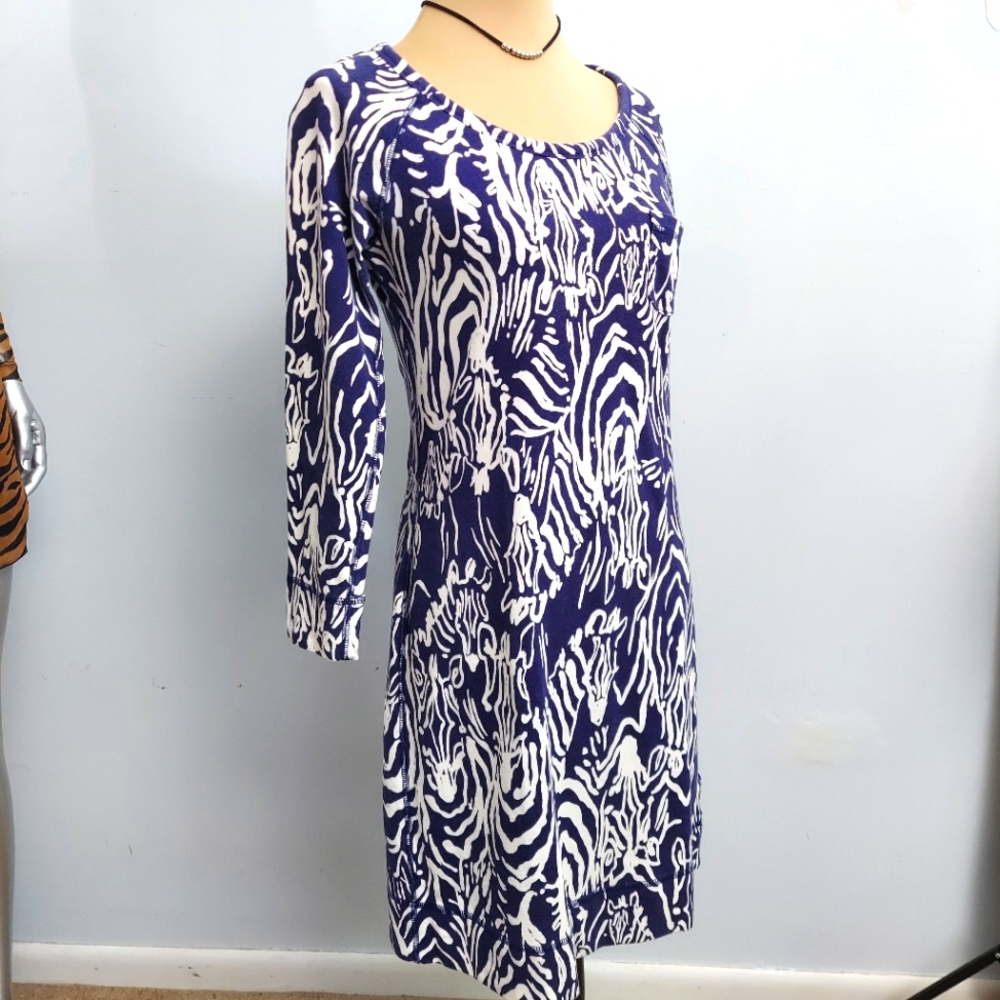 Lily Pulitzer Blue/White Cotton Knit Dress, sz M
